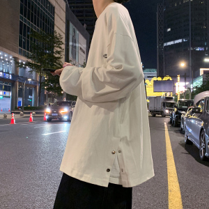 个性排扣卫衣男大码宽松圆领长袖外套 WY2110P45 控价58图片