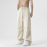 秋季情侣潮流褶皱伞兵裤男士百搭休闲裤阔腿冰丝束脚裤K718P55，男装休闲裤，电商A073