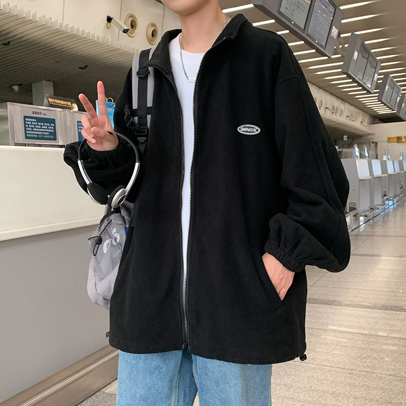 潮流拼接双面摇粒绒卫衣男女百搭保暖外套WY2112P60图片