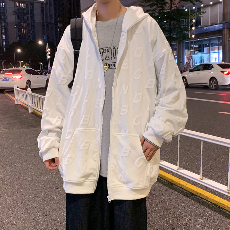 个性发泡连帽开衫卫衣男大码宽松潮流百搭外套WY2123图片