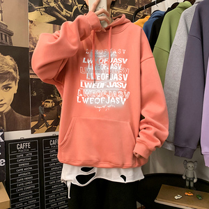 主推差价大 欧美高街印花连帽卫衣男大码宽松情侣外套W9001P45图片