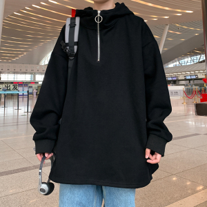 秋冬季个性排扣连帽卫衣男大码宽松套头外套WY2121图片