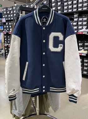 CONVERSE匡威冬款男子立领棒球服海军蓝学院休闲外套10027241-A01