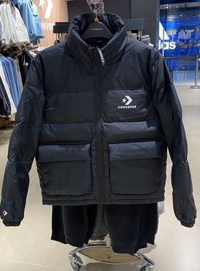 CONVERSE匡威FW22男冬款外套黑色立领运动保暖羽绒服10023755-A03