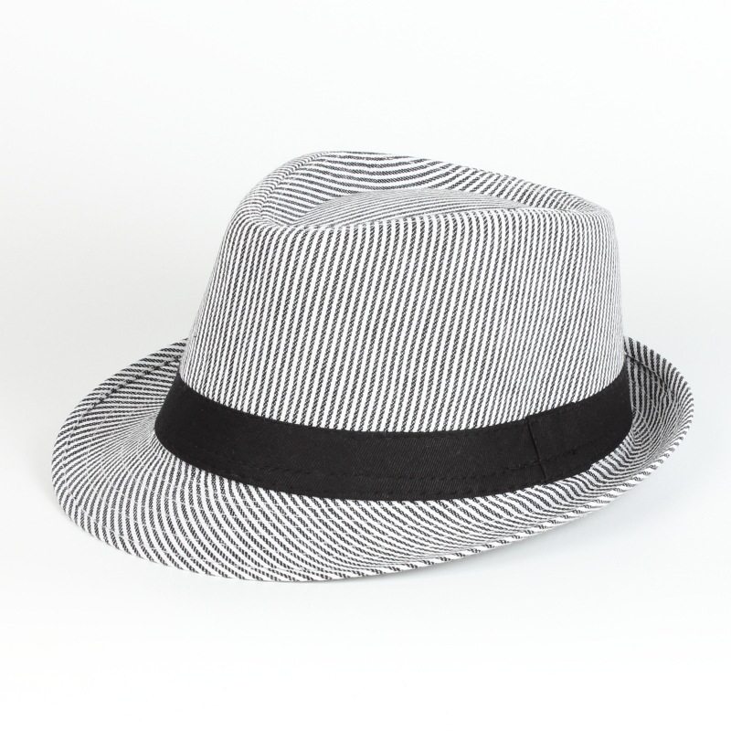 新款条纹贴布礼帽英伦风男士绅士帽出游情侣帽旅游防晒遮阳帽子
