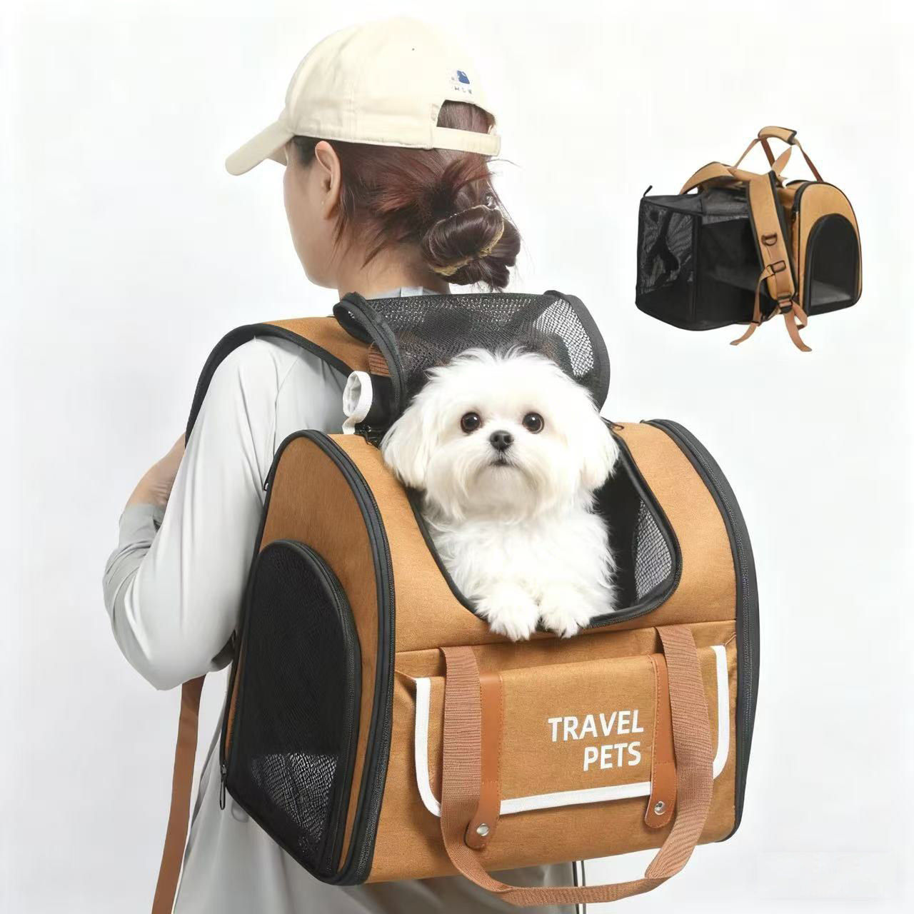 韩国猫包外出便携宠物双肩外带包猫咪透气款大容量马尔济斯小狗狗