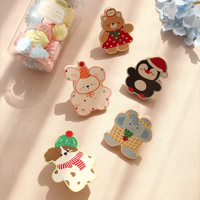 可爱卡通动物造型木质小拉手创意萌系家具柜门抽屉装饰把手