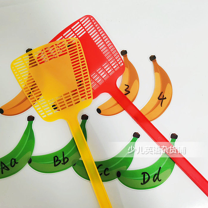 儿童益智可擦写香蕉卡片苍蝇拍桌游英语单词认知亲子玩具教具积分