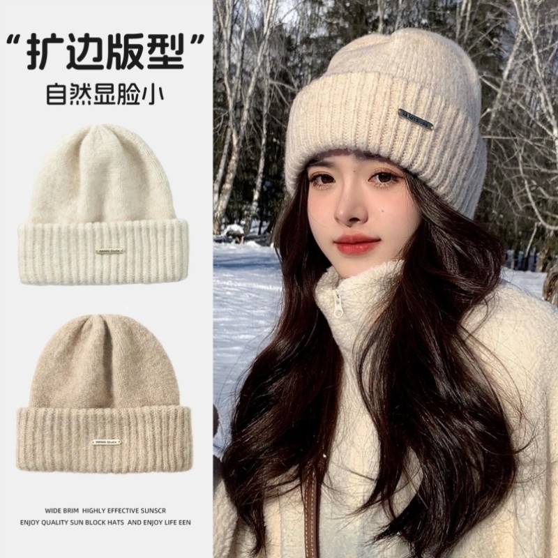 帽子男款秋冬季大头围骑车保暖针织堆堆帽冬天包头冷帽女2025新款