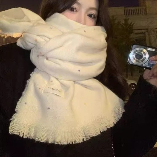 围巾秋冬季女氛围感2025新款黑白格子韩系情侣保暖加厚围脖男绿色