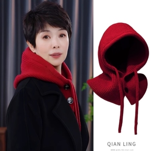 儿童帽子秋冬季女童保暖毛线帽围巾宝宝围脖一体男童护耳克拉法帽