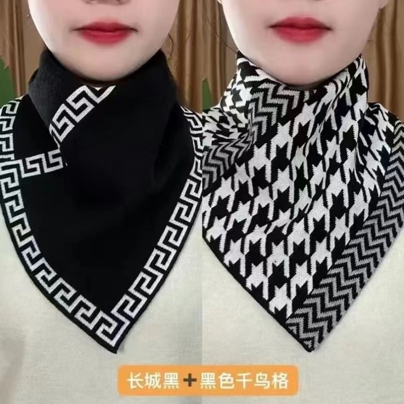 围脖新款时尚秋冬季护颈韩版防寒百搭脖套保暖气质三角围巾家用