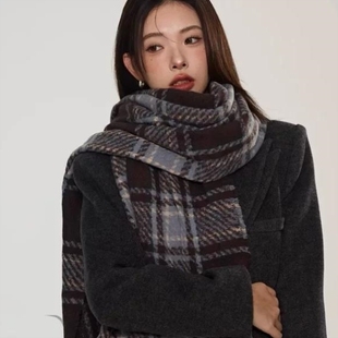 2025年新款白色围巾女保暖加厚氛围感高级感韩版围脖秋冬季