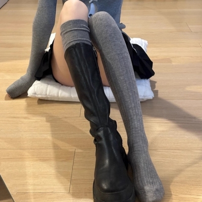 美拉德过膝长筒堆堆袜子女保暖小腿高筒显瘦大长腿靴子袜2025秋冬
