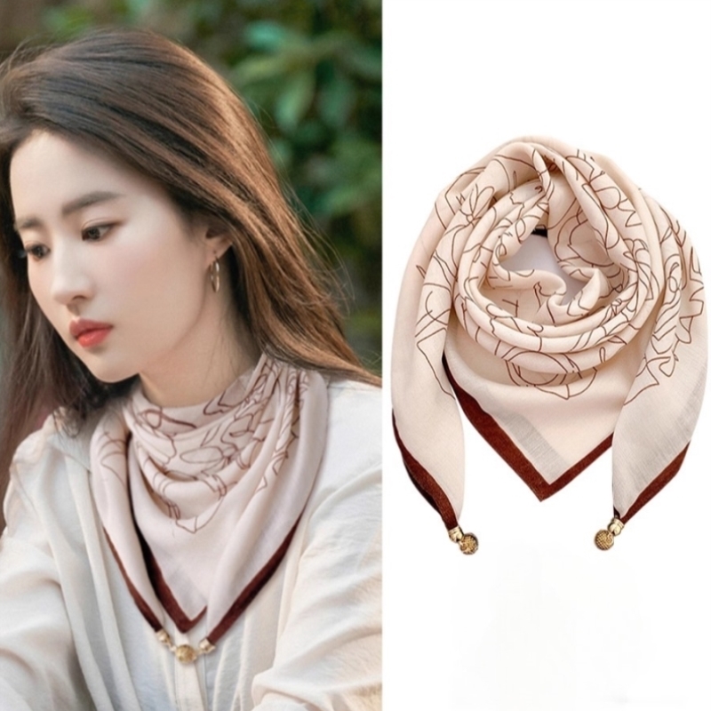 韩版2025春秋磁吸扣小方巾丝巾女衬衫装饰护颈薄围巾领巾围脖