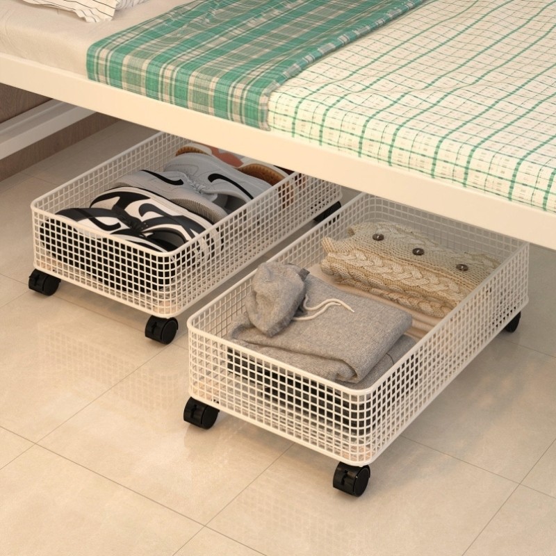 宿舍��底收纳箱扁平带滑轮抽屉式衣服书本整理��下收纳神器收纳箱