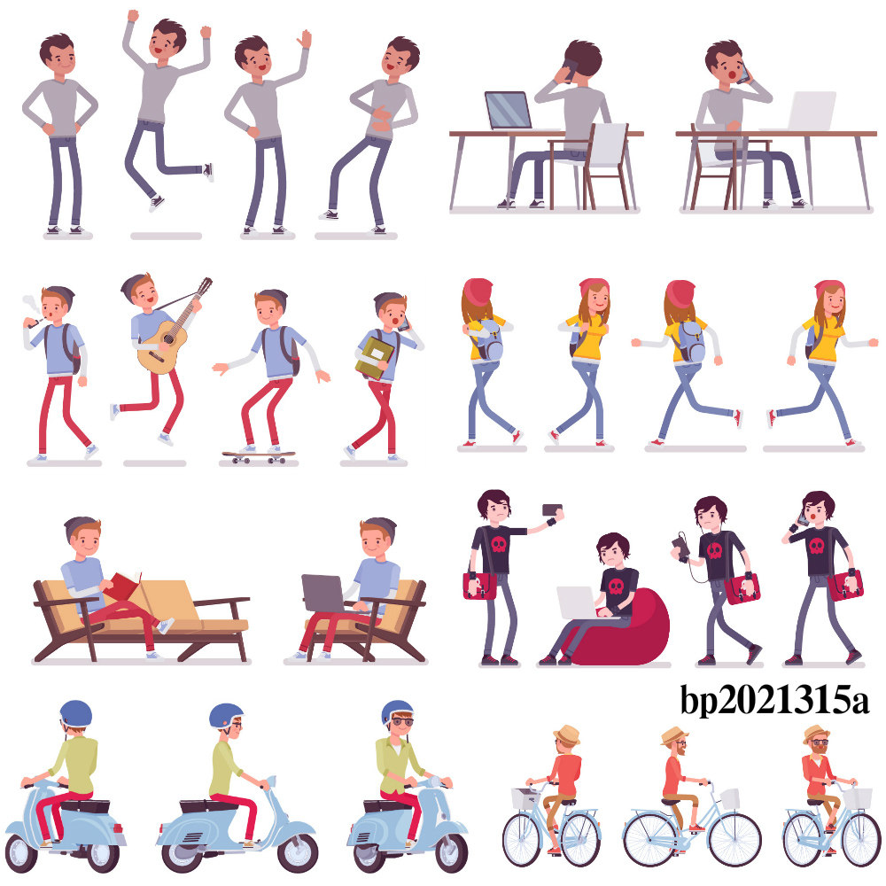 扁平卡通人物矢量设计素材an/ai/flash/eps源文件mg动画素材