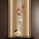 石来运转细长竖高葫芦花瓶入户玄关柜壁龛摆件中古轻奢客厅插花艺