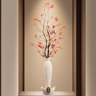 入户门玄关陶瓷花瓶摆件轻奢客厅开放格插花细长枝竖高花艺装饰品