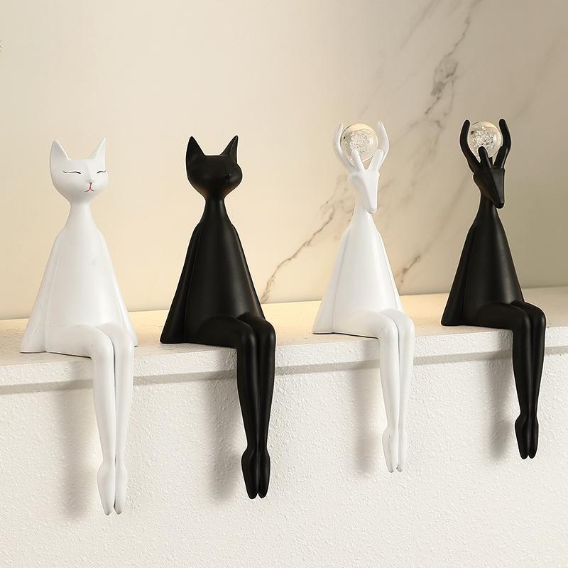 简约高档坐姿摆件招财猫招财鹿