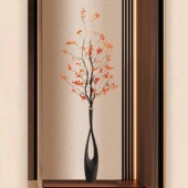 入户玄关柜长款 极简侘寂风客厅插花器电视墙壁龛摆件 细高花瓶意式