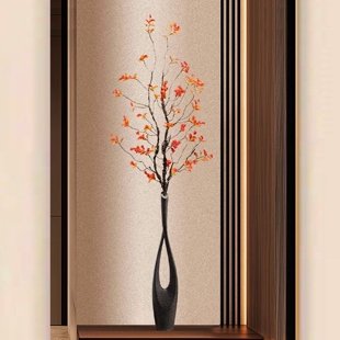 入户玄关柜长款 极简侘寂风客厅插花器电视墙壁龛摆件 细高花瓶意式