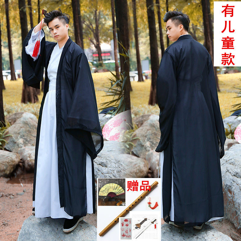 汉服男古夏装武侠侠客学生黑色原创改良汉装中国风古风魏晋大袖衫|ruв категории Мужская одежда, национальная одежда - от Buy2taobao.com для оказания профессиональной услуги покупки агента Taobao