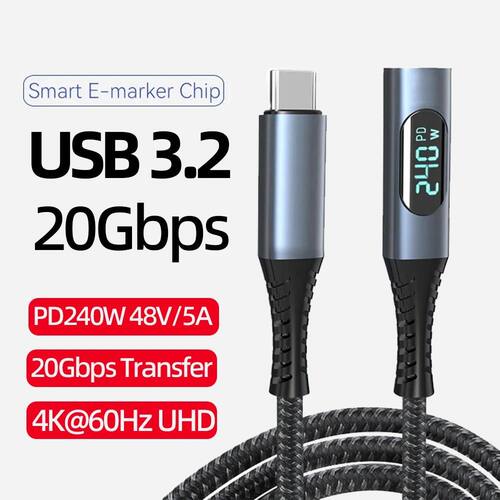 USB C Extension Cable Digital Power Meter Tester for Monitor
