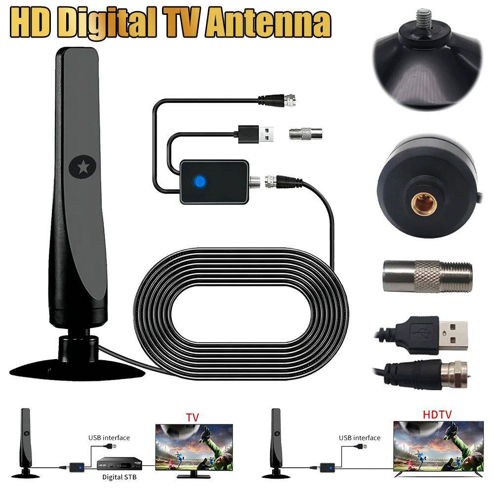HD Digital TV Antenna Indoor Amplified DAB High Gain 50 Mile