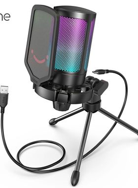 FIFINE USB Condenser Gaming Microphone, for PC PS4 PS5 MAC w