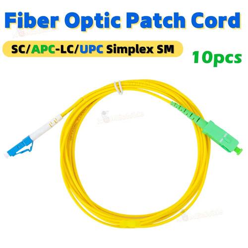 10PCS Simplex SC/APC-LC/UPC Fiber Optic Patch Cord Cable 1m/