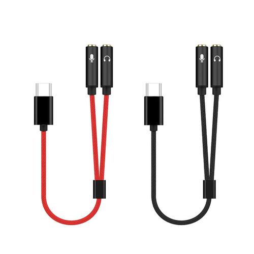 Type C Headphone Microphone Splitter AUX Stereo Audio Cable