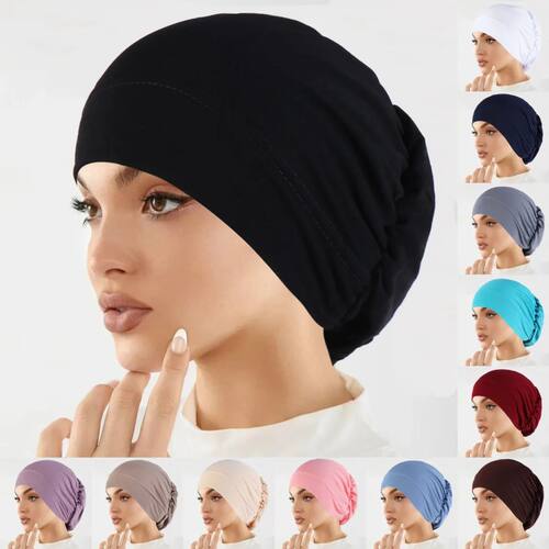 Muslim Fashion Women Hijabs Soft Stretch Solid Color Turban