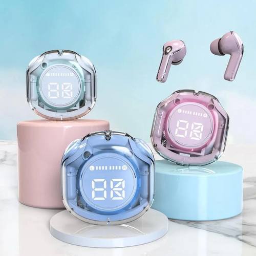 Wireless earphone Bluetooth earbuds Transparent Digital Disp
