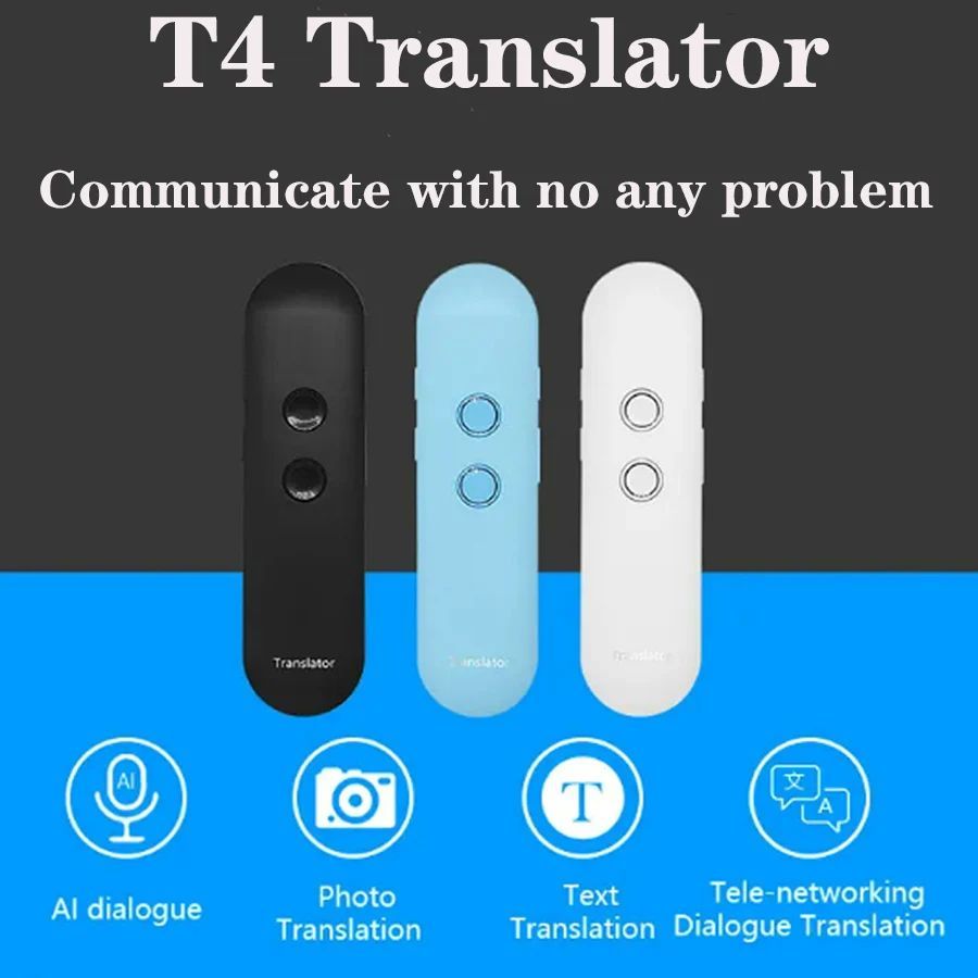 2024 T4 Portable Wireless Smart Translator 40 Languages Two-