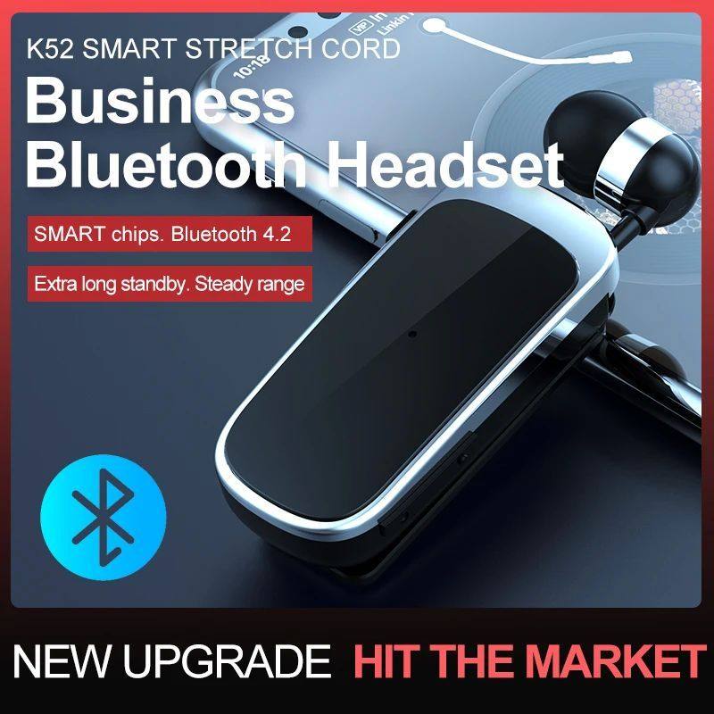 Lavalier Business Bluetooth 5.2 Headphone Talk/Music 10H LED