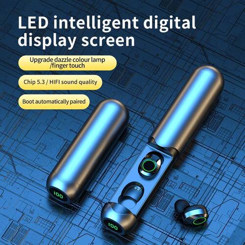 BQ40 LED Digital Display Blue Earphones In Ear Noise Reducti