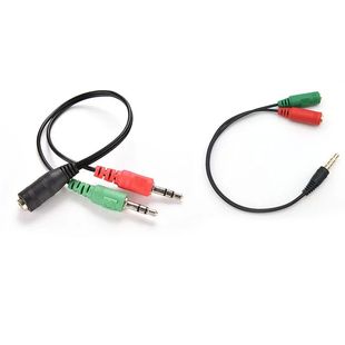 Audio Adapter Y Splitter 3.5mm Jack Cable Headset 2 Female t
