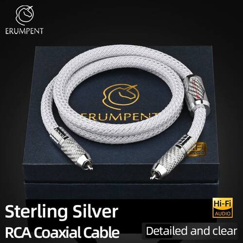 ERUMPENT Sterling Silver RCA Coaxial Audio Cable for DAC TV