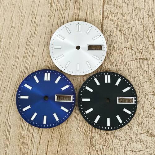 28.5mm Double Calendar Watch Dial Sunburst Watch Faces Green