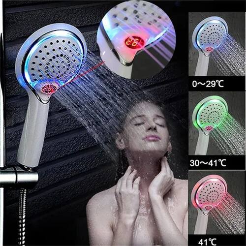 LED Shower Shower Head Digital Display 3 Colors Temperature