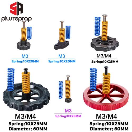 4PCS M3/M4 Screws Nuts Heat Bed Leveling Spring Knob Parts 3