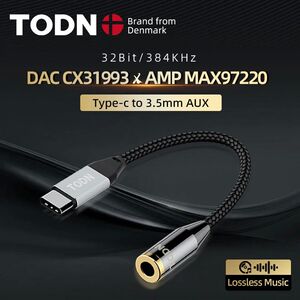 Todn OCC HIFI USB DAC Type C to 3.5mm Earphone Amplifier Aud