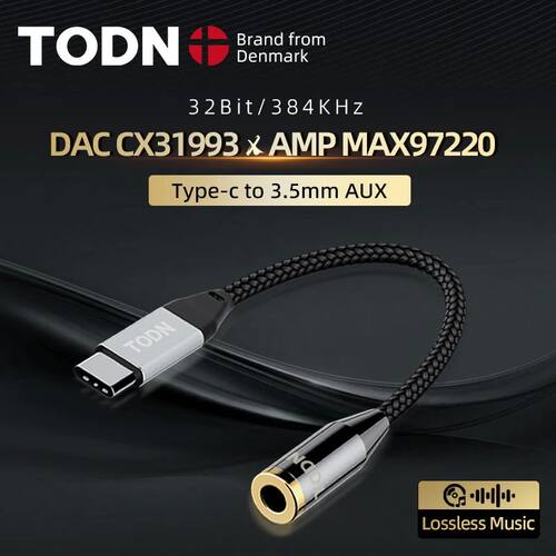 Todn OCC HIFI USB DAC Type C to 3.5mm Earphone Amplifier Aud
