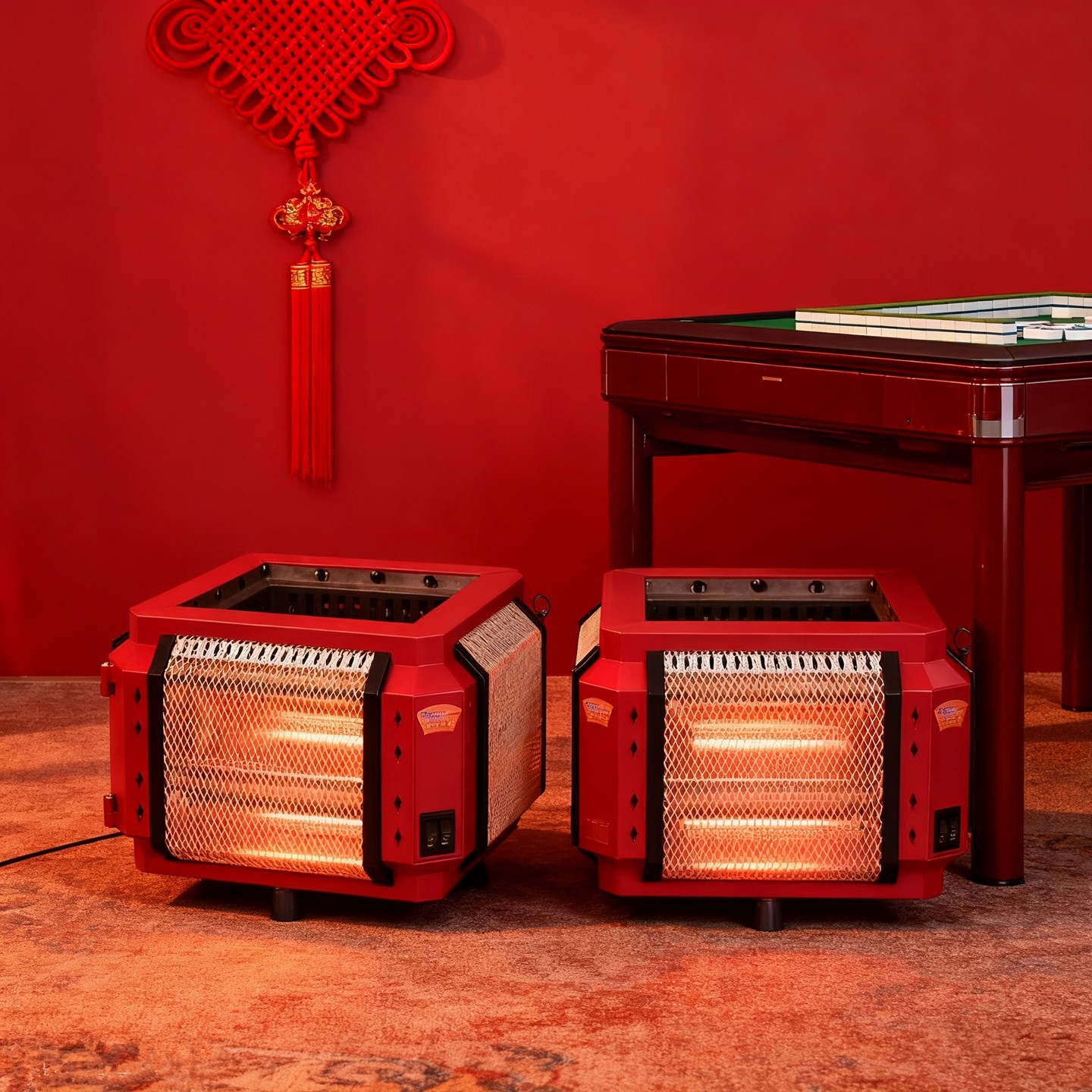 卓航151款取暖器独脚麻将桌下烤节火炉折叠麻将机电暖器四面取暖