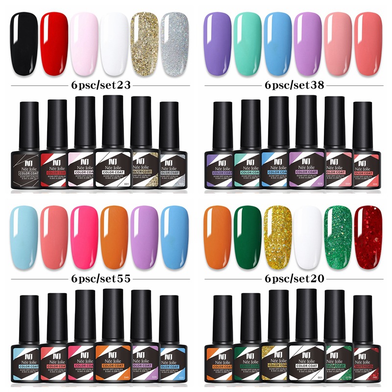 Gel Nail Polish 6 Color Gel Polish Set美甲胶套装指甲油胶套装