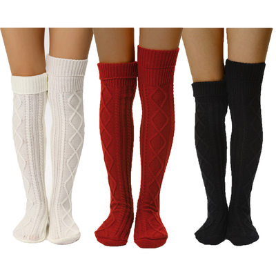 Knit Knee-High Winter Boot Socks Thigh Leg Warmers Stocking