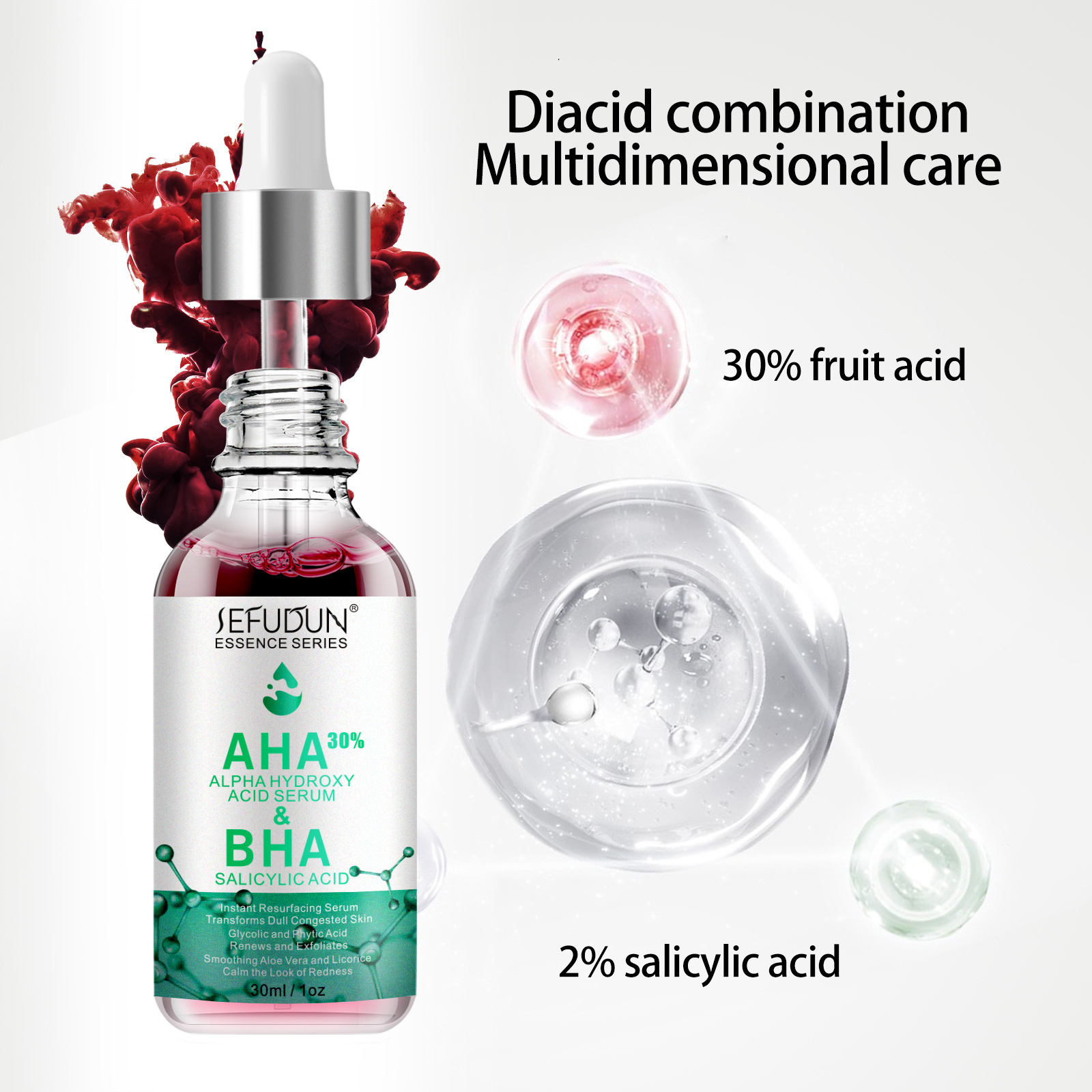 AHA Serum 30%+ BHA Serum 2%, Natural Facial Peels Serum