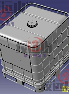 275加仑吨容量油箱桶水箱3D三维几何数模型铁框架Solidworks容器