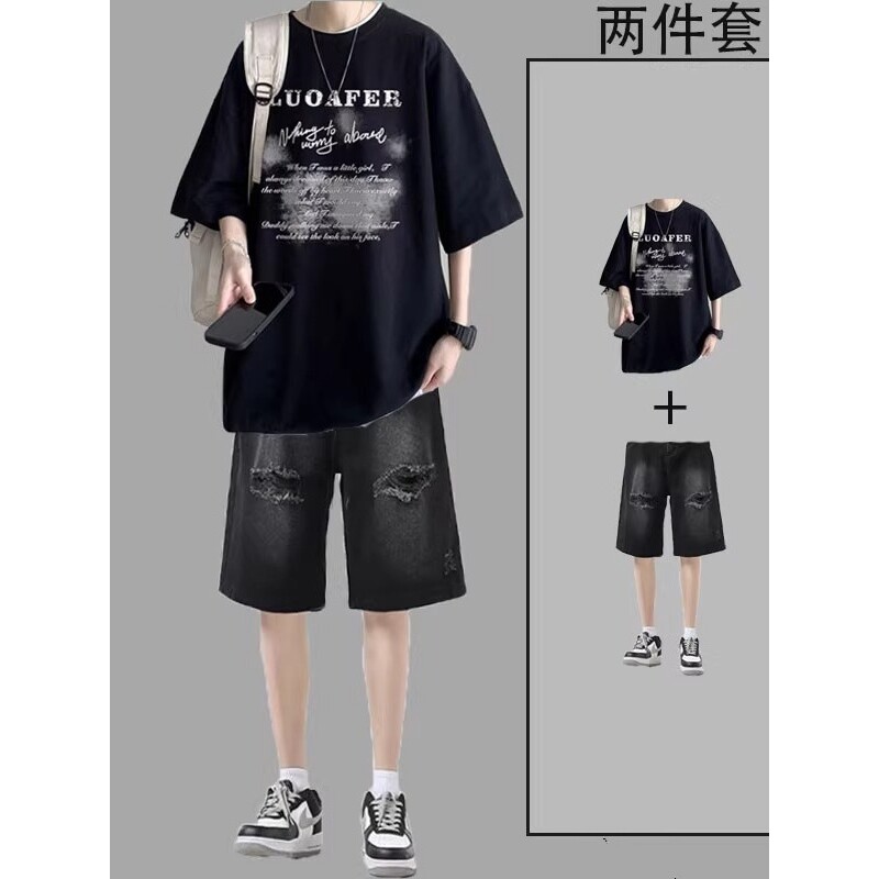 潮流T恤男士字母印花夏季短袖套T恤